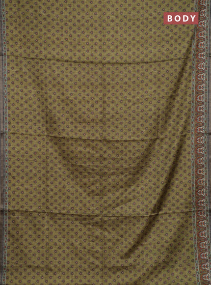 Mehendi Green Semi Tussar Saree