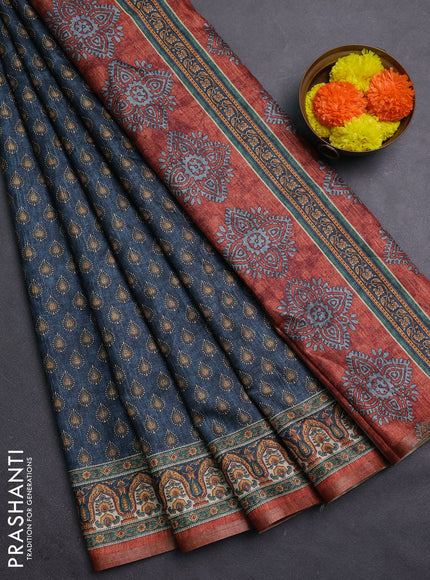 Blue Semi Tussar Saree