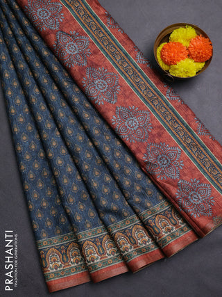 Blue Semi Tussar Saree