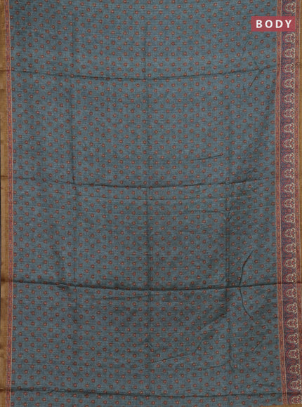 Teal Green Semi Tussar Saree