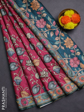 Pink & Green Semi Tussar Saree
