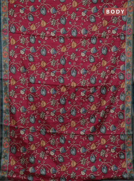 Pink & Green Semi Tussar Saree