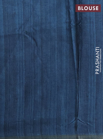 Red & Pastel Blue Semi Tussar Saree