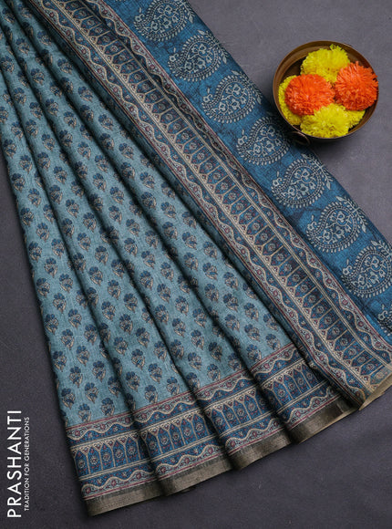 Blue Semi Tussar Saree