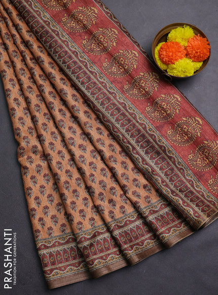 Pale Orange Semi Tussar Saree