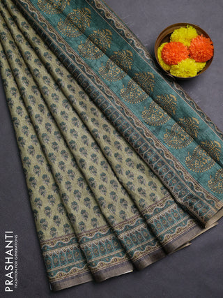 Elaichi Green Semi Tussar Saree