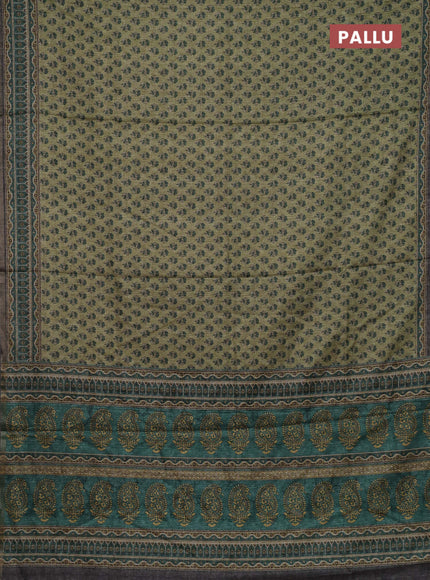 Elaichi Green Semi Tussar Saree