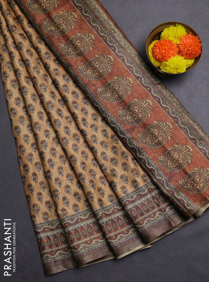 Sandal Semi Tussar Saree