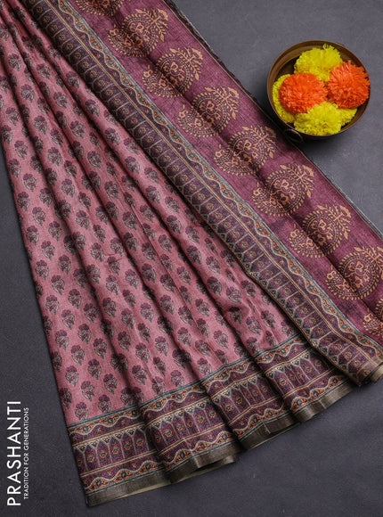 Peach Semi Tussar Saree