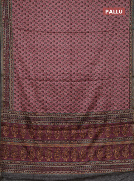 Peach Semi Tussar Saree
