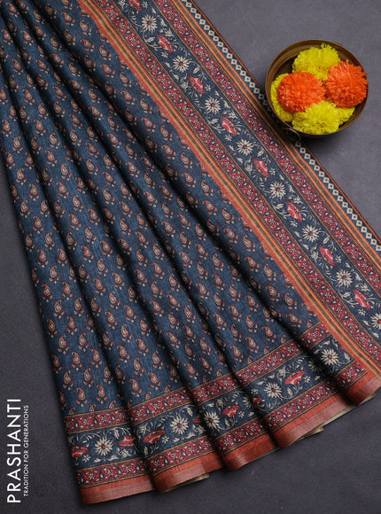 Peacock Green Semi Tussar Saree