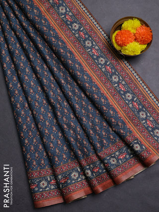Peacock Green Semi Tussar Saree