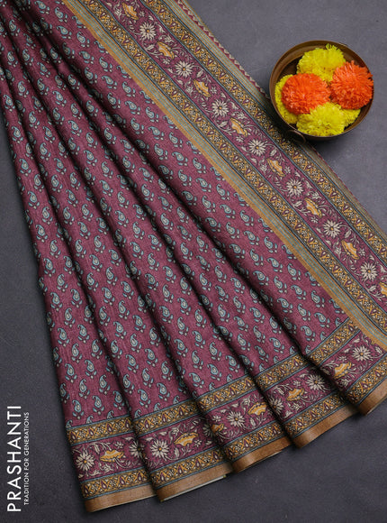 Wine Semi Tussar Saree