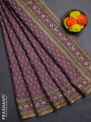 Wine Semi Tussar Saree
