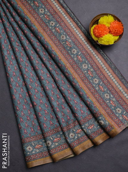 Blue Semi Tussar Saree