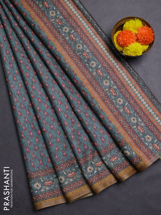 Blue Semi Tussar Saree