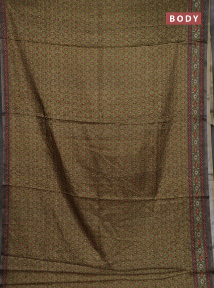 Mehendi Green Semi Tussar Saree