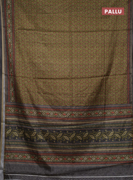 Mehendi Green Semi Tussar Saree