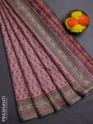 Peach Pink Semi Tussar Saree