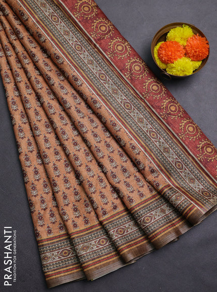 Rust Semi Tussar Saree