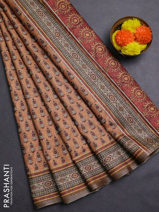 Rust Semi Tussar Saree