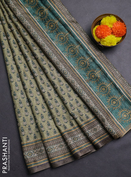 Elaichi Green Semi Tussar Saree