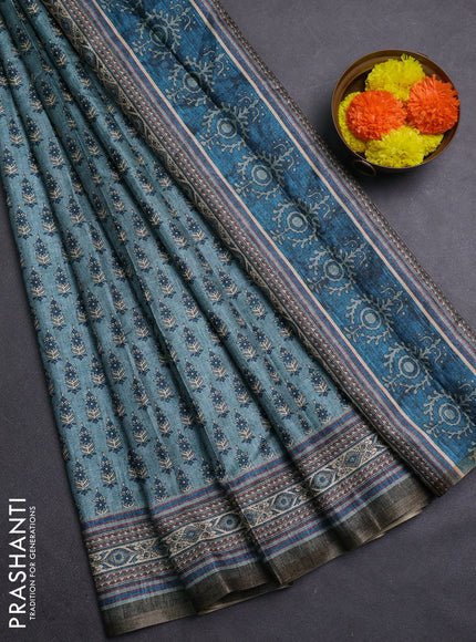 Blue Semi Tussar Saree