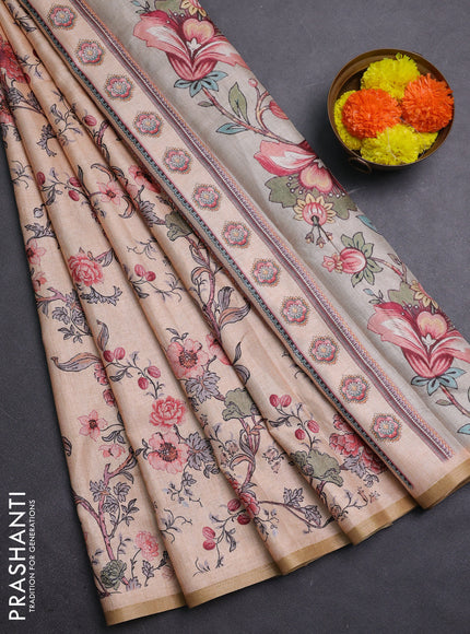 Peach Semi Tussar Saree