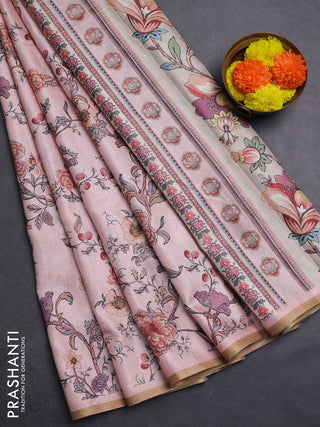 Pastel Pink Semi Tussar Saree