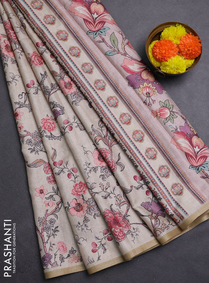 Beige Semi Tussar Saree