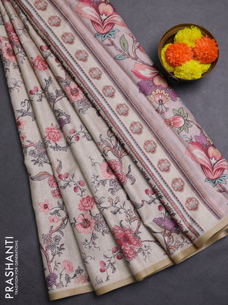 Beige Semi Tussar Saree
