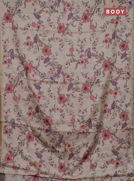 Beige Semi Tussar Saree