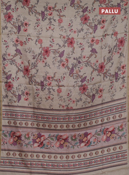Beige Semi Tussar Saree