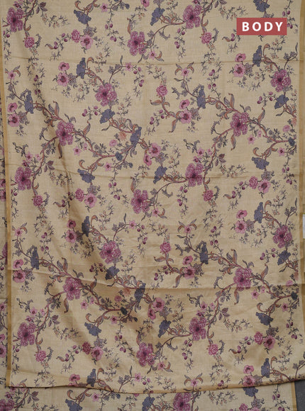 Pale Yellow Semi Tussar Saree