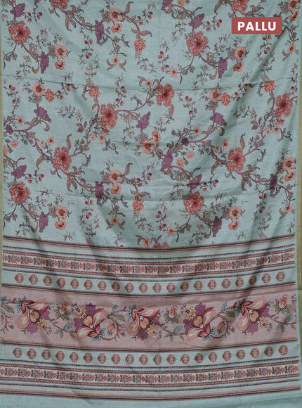 Teal Blue Semi Tussar Saree