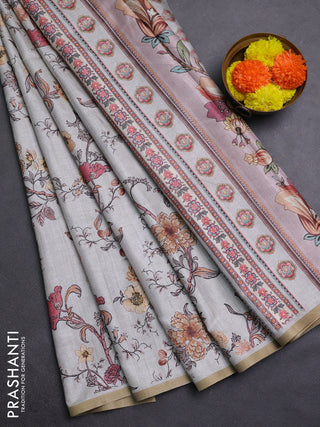 Pastel Grey Semi Tussar Saree
