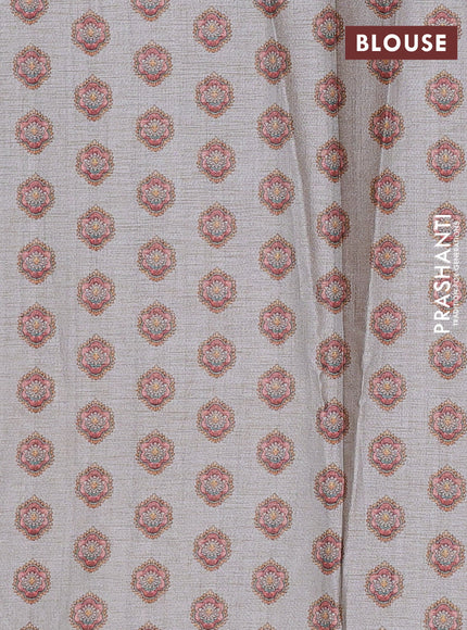Pastel Grey Semi Tussar Saree