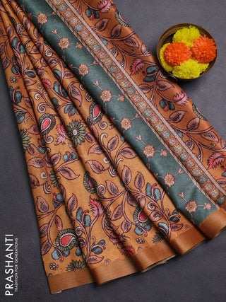 Mustard Yellow Semi Tussar Saree