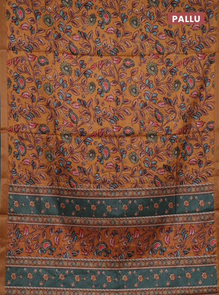 Mustard Yellow Semi Tussar Saree