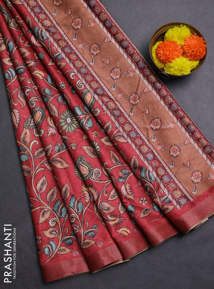 Red Semi Tussar Saree
