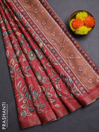 Red Semi Tussar Saree