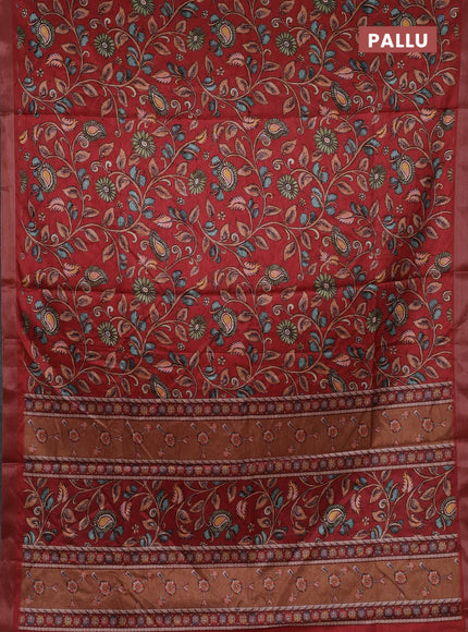 Red Semi Tussar Saree