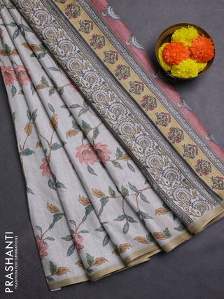 Pastel Green Semi Tussar Saree