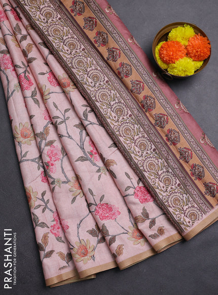 Pastel Pink Semi Tussar Saree