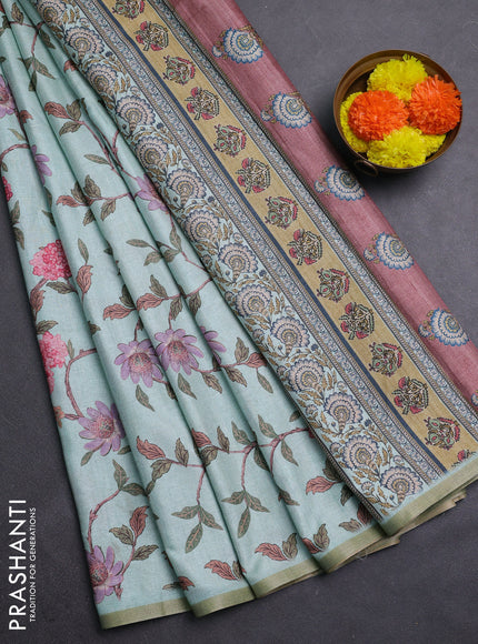 Teal Blue Semi Tussar Saree