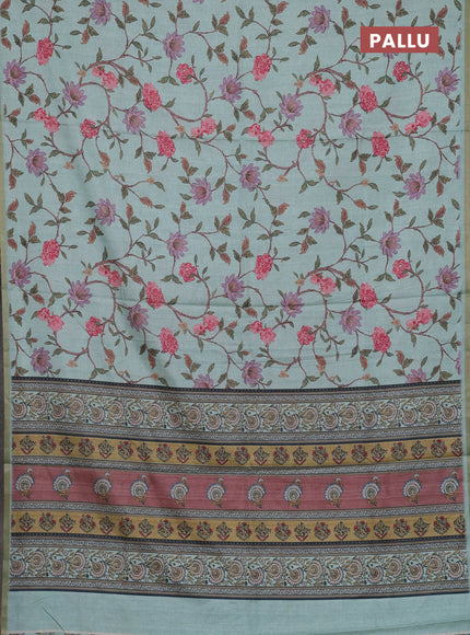 Teal Blue Semi Tussar Saree
