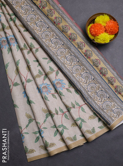 Beige Semi Tussar Saree