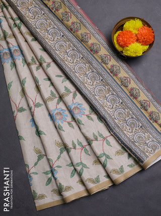 Beige Semi Tussar Saree