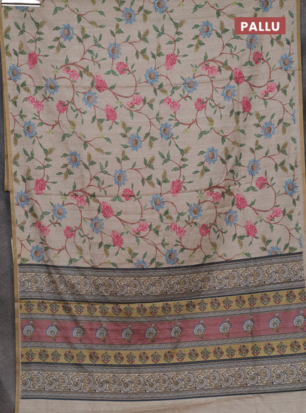 Beige Semi Tussar Saree