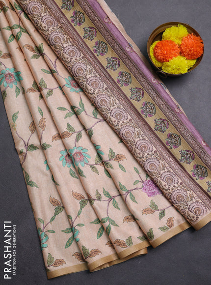 Peach Semi Tussar Saree